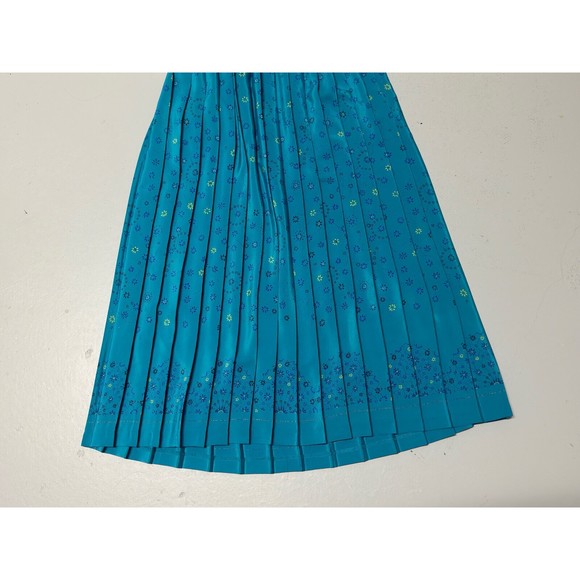 Leslie Fay Ikat Pleated Belt Dress Vintage Women’s Size 10 Short Sleeve Buttons - Picture 2 of 7